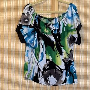 Express Womens S Blouse Multicolor Y2K Lagenlook Boho Art To Wear City Girl